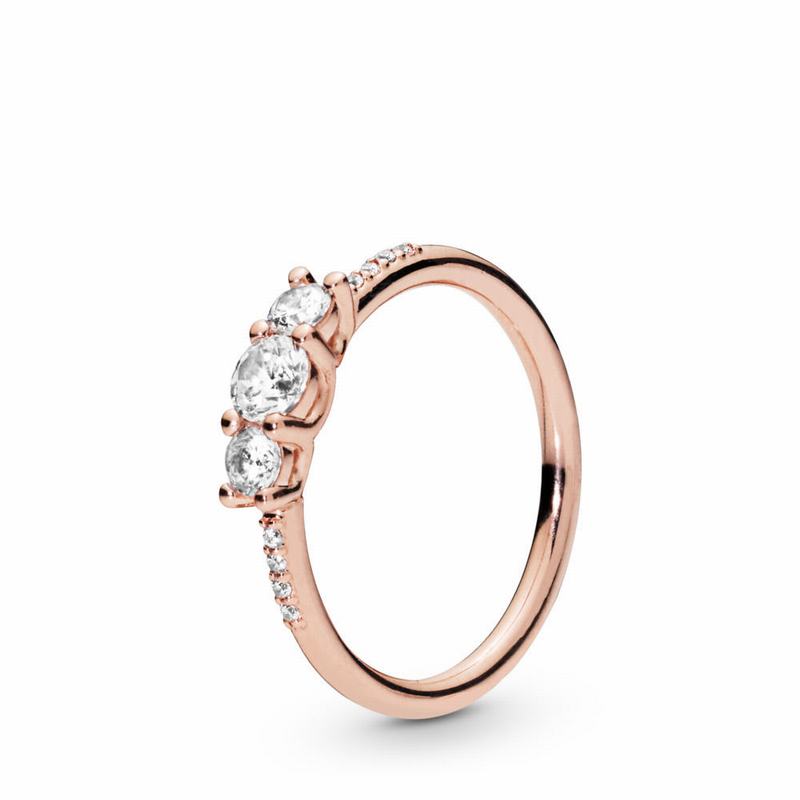 Pandora Rose™ Sparkling Elegance Promise Ring Ireland - Pandora Rose/Cubic Zirconia - 496532YIO